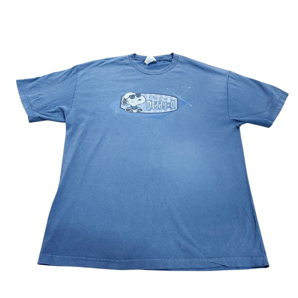 VTG Peanuts T-Shirt Mens XL Snoopy Joe Cool One Cool Daddy-O Blue Graphic Tee